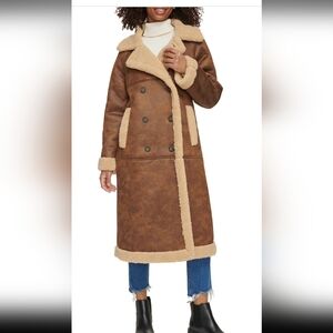 Levi's Women's Sesame Brown Notch Collar Faux Shearling Coat